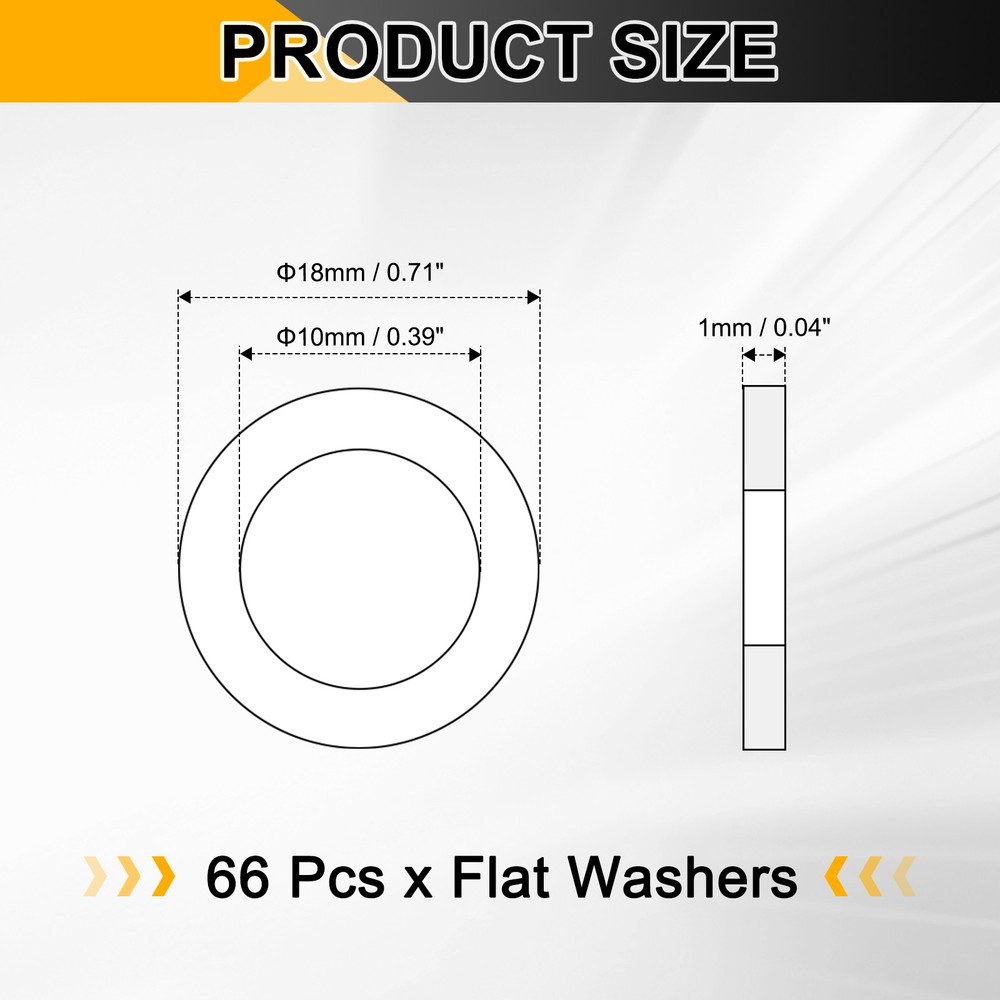 66pcs Copper Flat Washers M10x18x1mm Sealing Ring Plug Gaskets