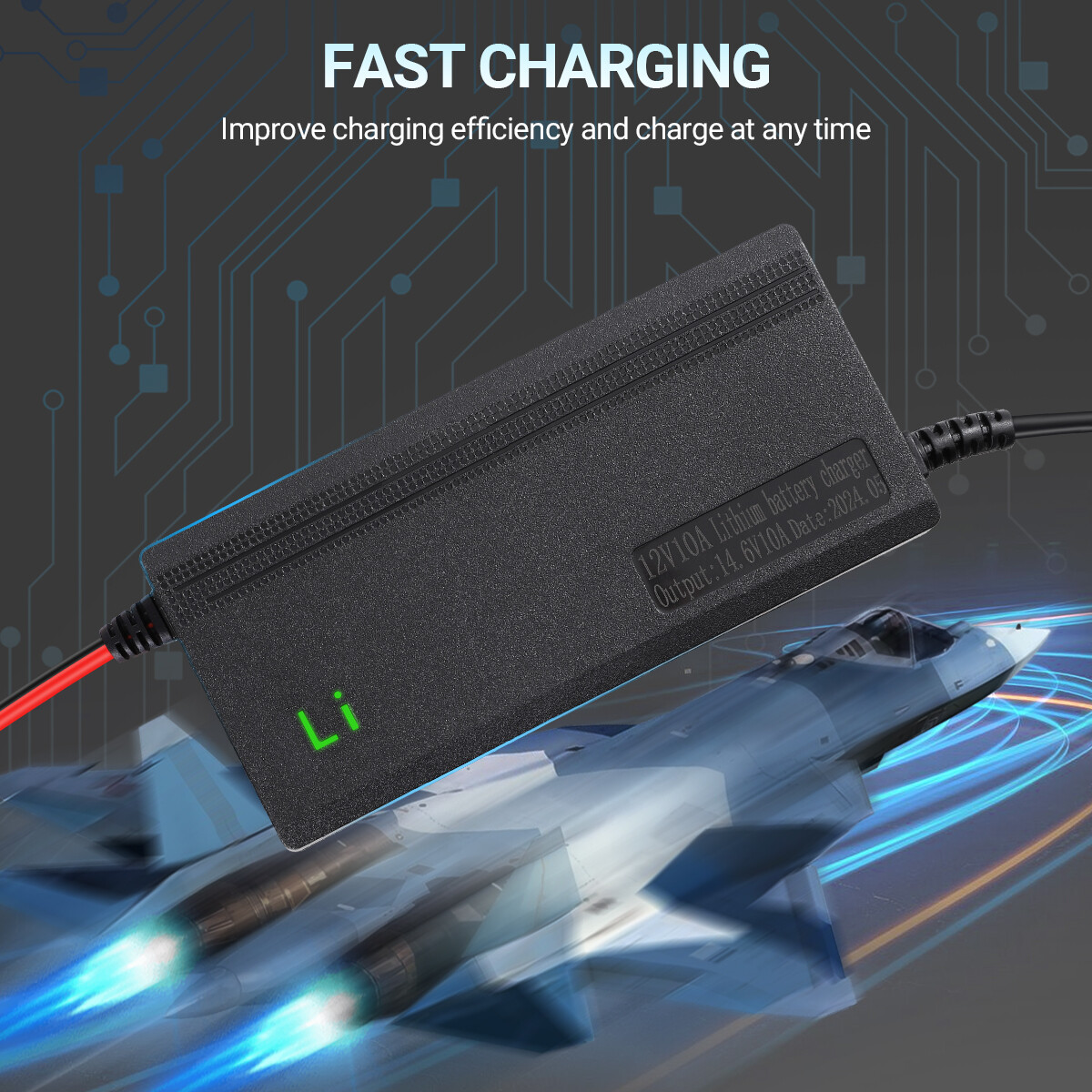 14.6V 10-Amp Smart Fast Charger For 12V Lithium Iron Phosphate (LiFePO4) Battery