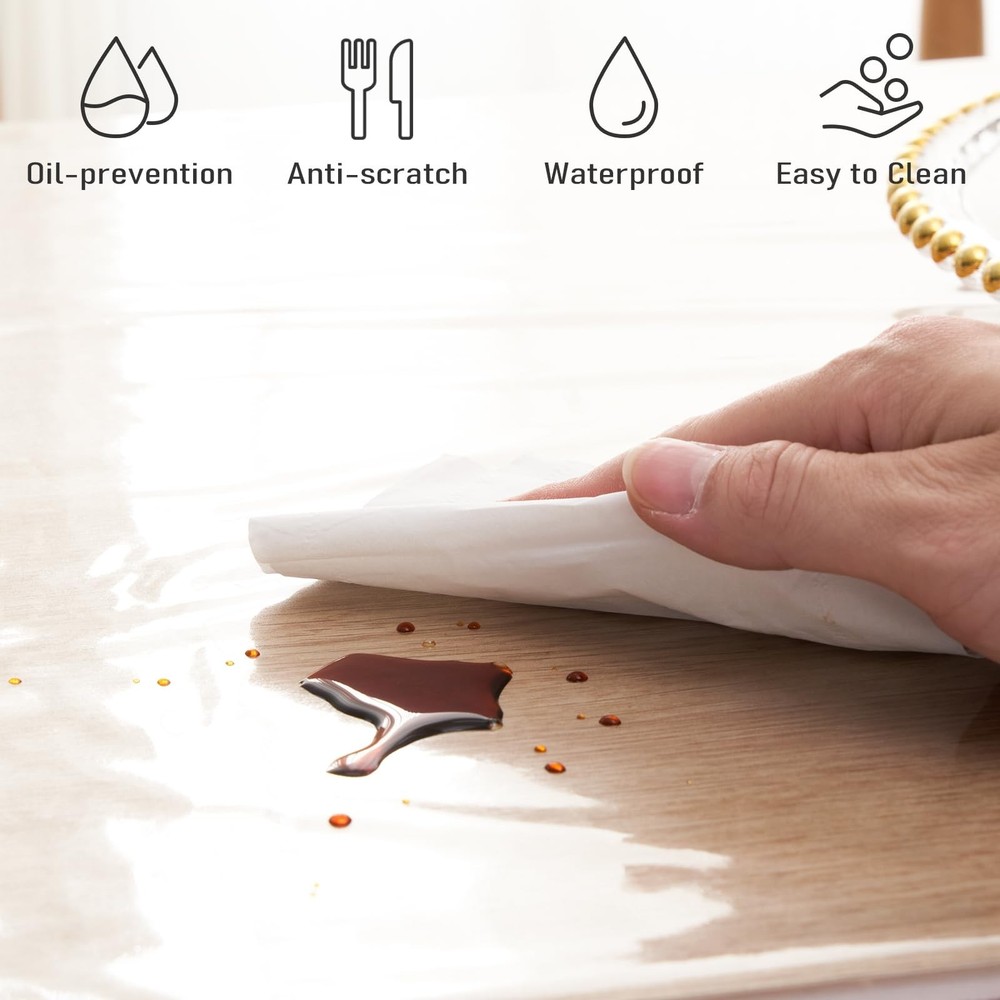 Clear Plastic Tablecloth Protector Rectangle 54x108 inch Waterproof Oilproof ...