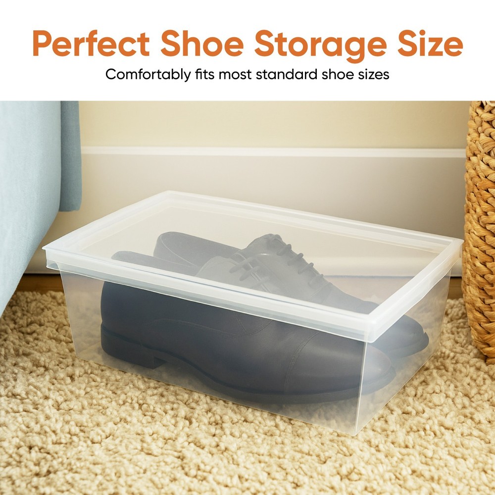 Superio Shoe Box Storage Container Clear Stackable Plastic, 6.5 Qt, 8 Pack