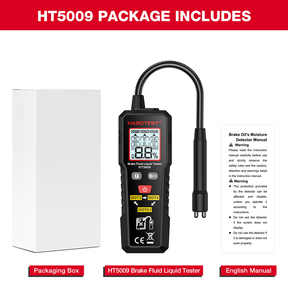 HT5009 LCD Digital Car Brake Fluid Tester Detector Analyzer for DOT3/DOT4/DOT5.1