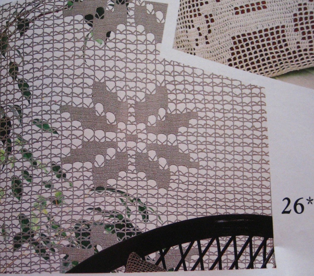 Posy Panel  round table cover (#191-26) vintage crochet  pattern