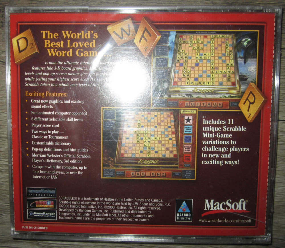 NOS Scrabble MacSoft CD-ROM crossword game, 2000 (Sealed!)