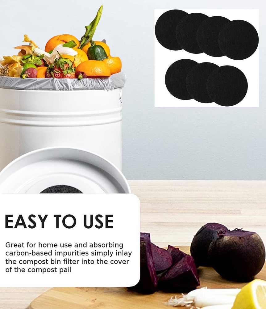7 Pack Compost Bin Charcoal Filters Round Indoor Kitchen Compost Bucket Activate