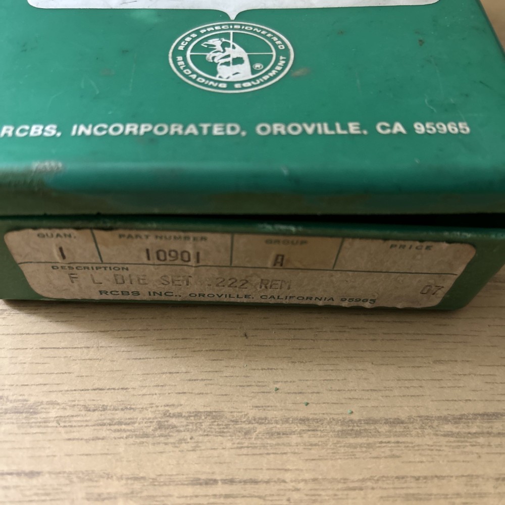 RCBS PRECISIONEERED .222 REMINGTON RELOADING DIE SET, GROUP A # 10901