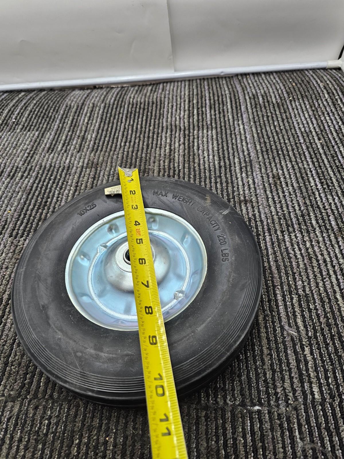 (QTY 2) 10x2.5 Solid Rubber Wheel Tire 5/8 Bore Hard Snow Blower Dolly Cart