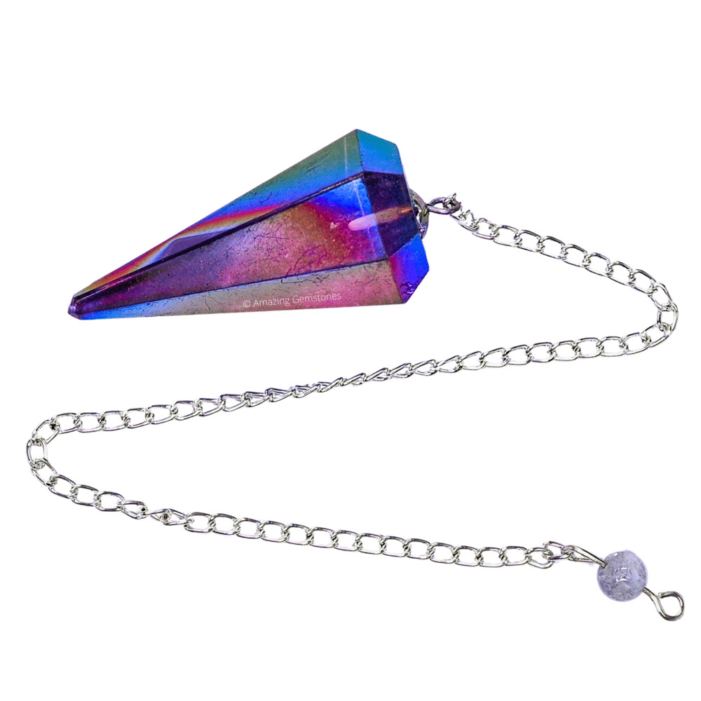 Amethyst Aura Quartz Dowsing Crystal Pendulum