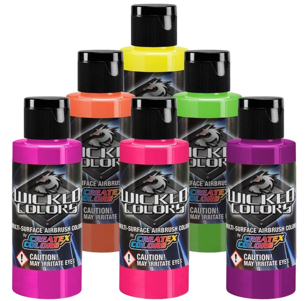 Createx Fluorescent Set Airbrush Paint Water Based 6 * 2oz W103