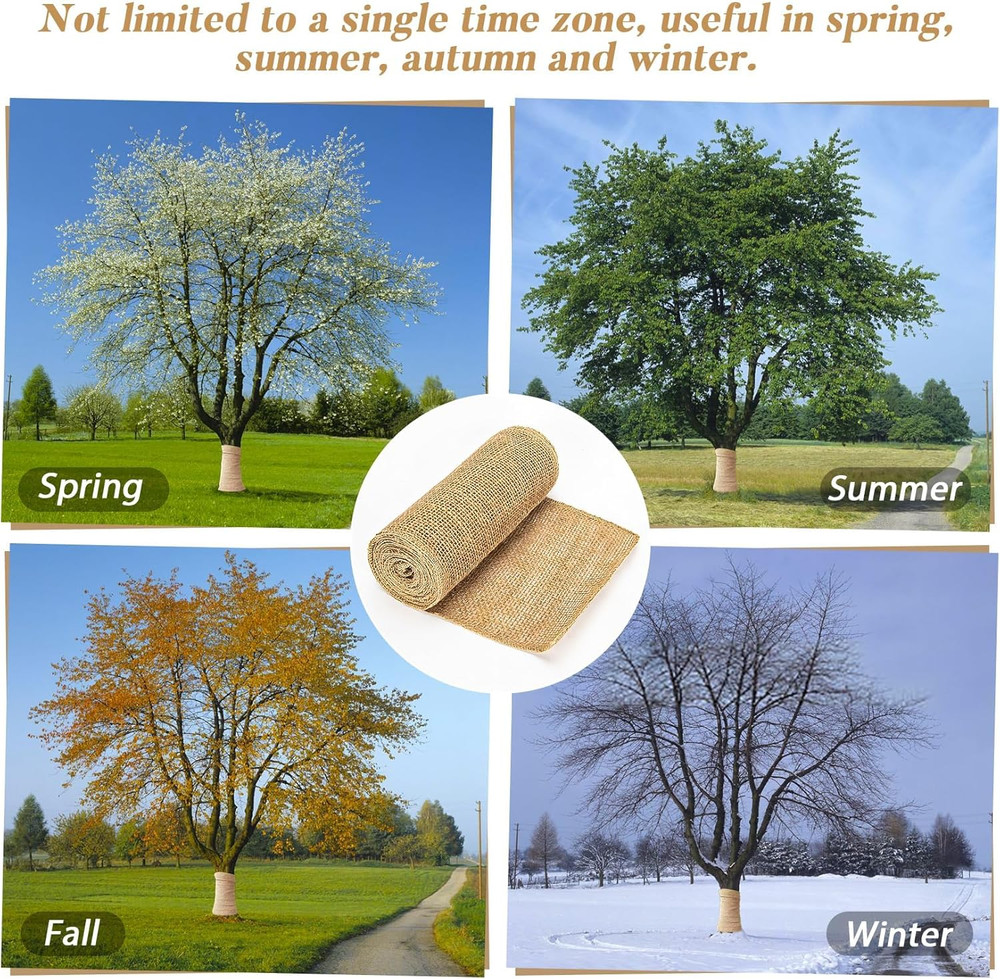 2 Rolls Burlap Roll Burlap Tree Wraps to Protect Bark Trunk Protector Jute