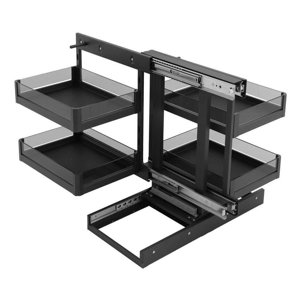 2 Tiers Kitchen Black Corner Pull Out Organizer Blind Corner Pullout Organizer