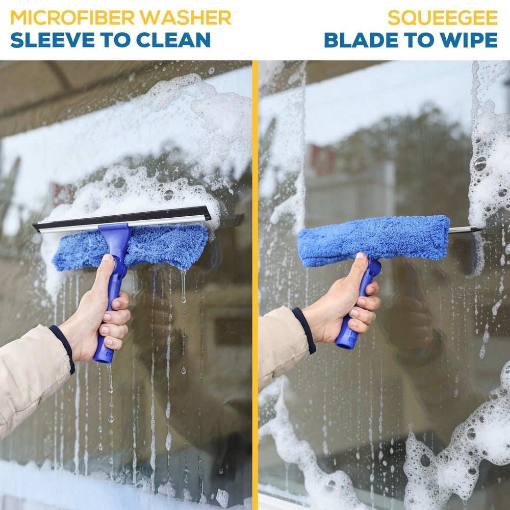 2 in 1 Squeegee Window Cleaning Tool with 60" Extension Pole
