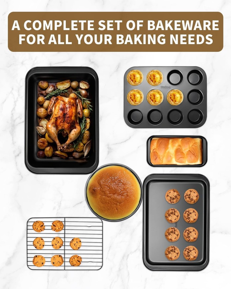 Nonstick Baking Pans Set 19 PCS Stackable Bakeware Sets Oven Pan Set Includes