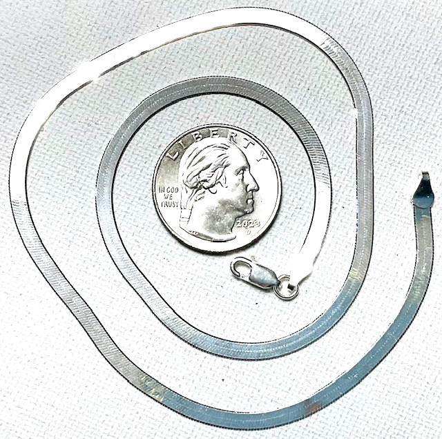 Sterling Silver 16" 3.5mm Italian Herringbone Chain Necklace