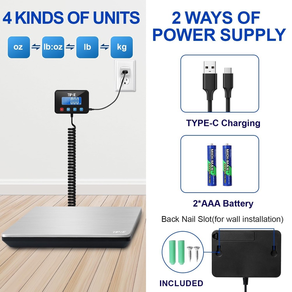 660lbs Weight Computing Digital Floor Platform Scale Postal Shipping Mailing