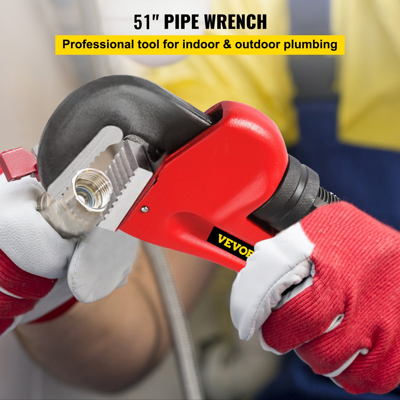 51" Cast Iron Handle Heavy-Duty Hook Jaw Straight Pipe Wrench