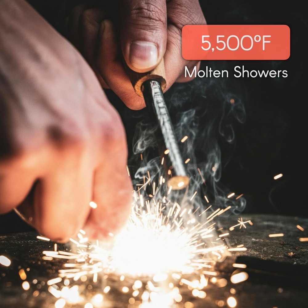 Weatherproof Ferro Rod Fire Starter with Lanyard & Multi-Function Striker