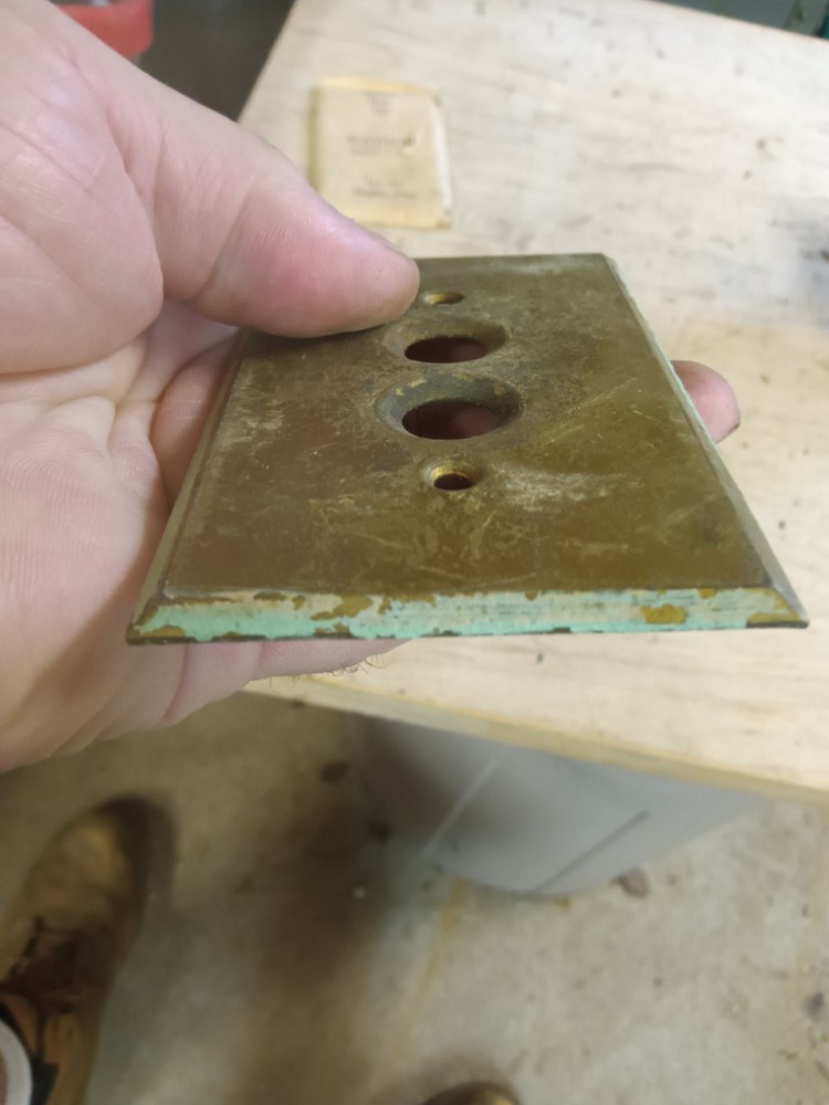 Antique/Vintage Push Button Solid Brass Light Switch Plate