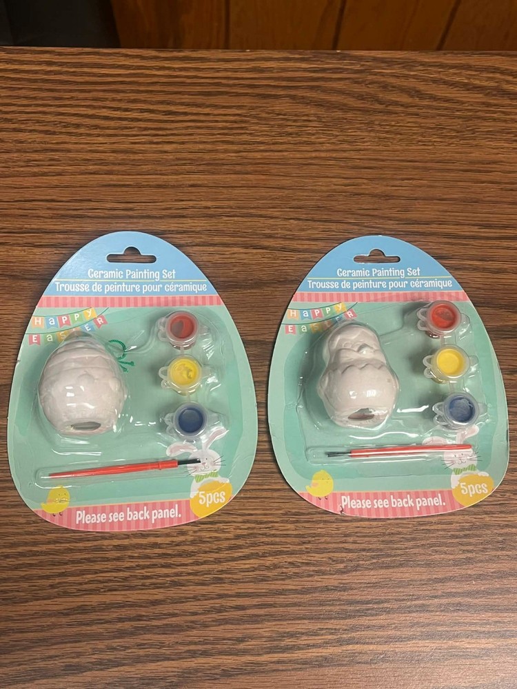 2 Vintage Easter Ceramic Painting Set / Sets New in Package - Egg & Duck -READ