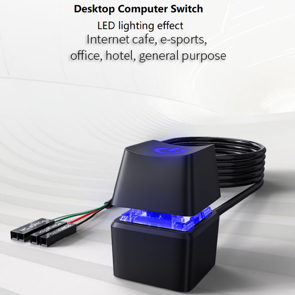 LED Computer Desktop Switch PC Motherboard External Power On/Off Button Cable m