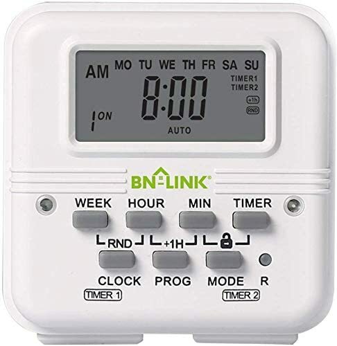 BN-LINK 7 Day Heavy Duty Digital Programmable Dual Outlet Timer - 2