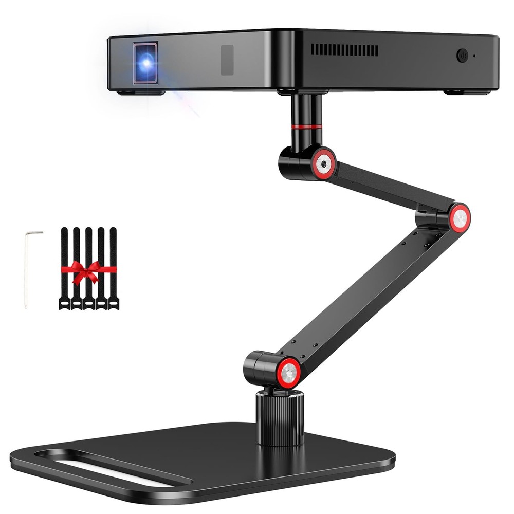 Projector Stand Desktop Foldable Stand with 1/4-Inch Thread, Height Adjustabl...