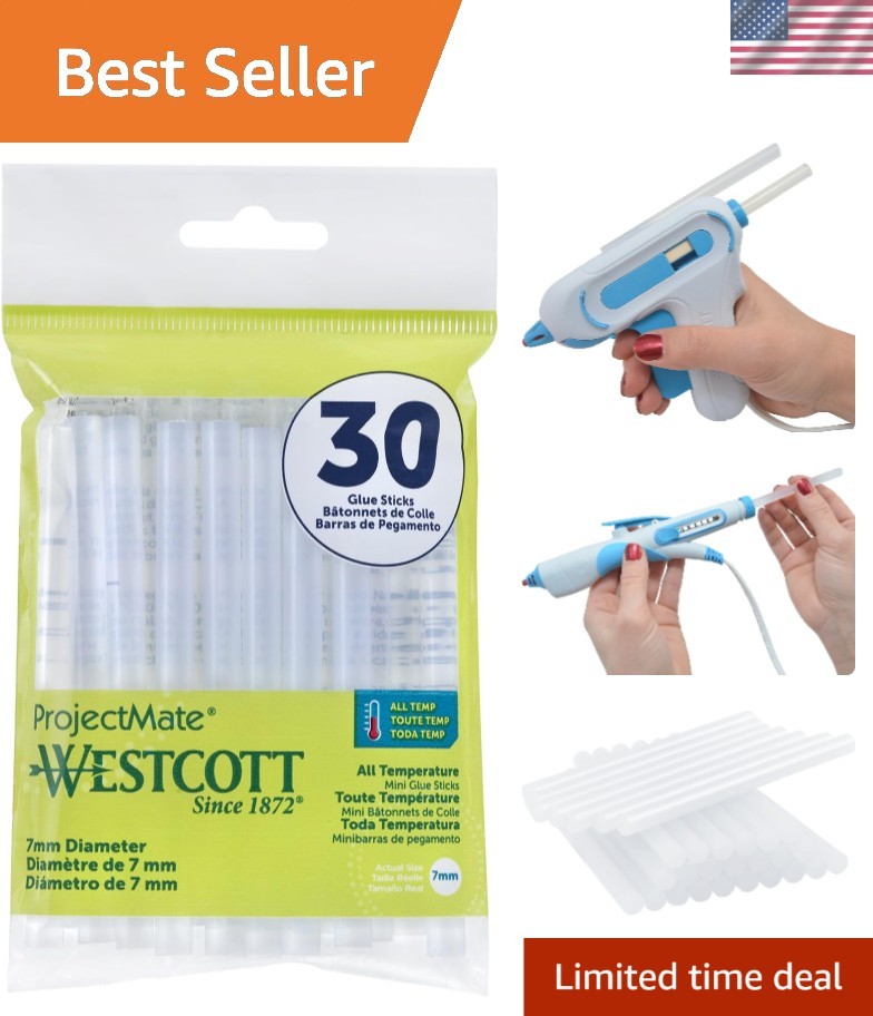 30-Pack Mini All-Temperature Hot Glue Sticks for Versatile Crafting Projects