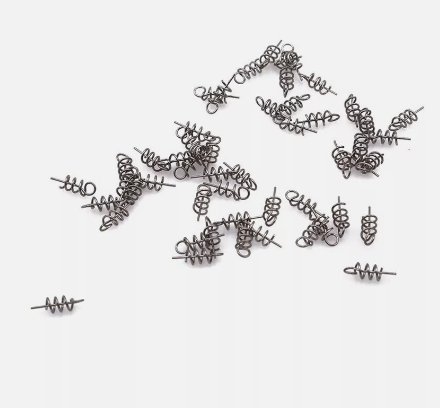 100pcs Worm Fish Hook Centering Pin Latch Needle Spring Crank Fishing Snap Lock