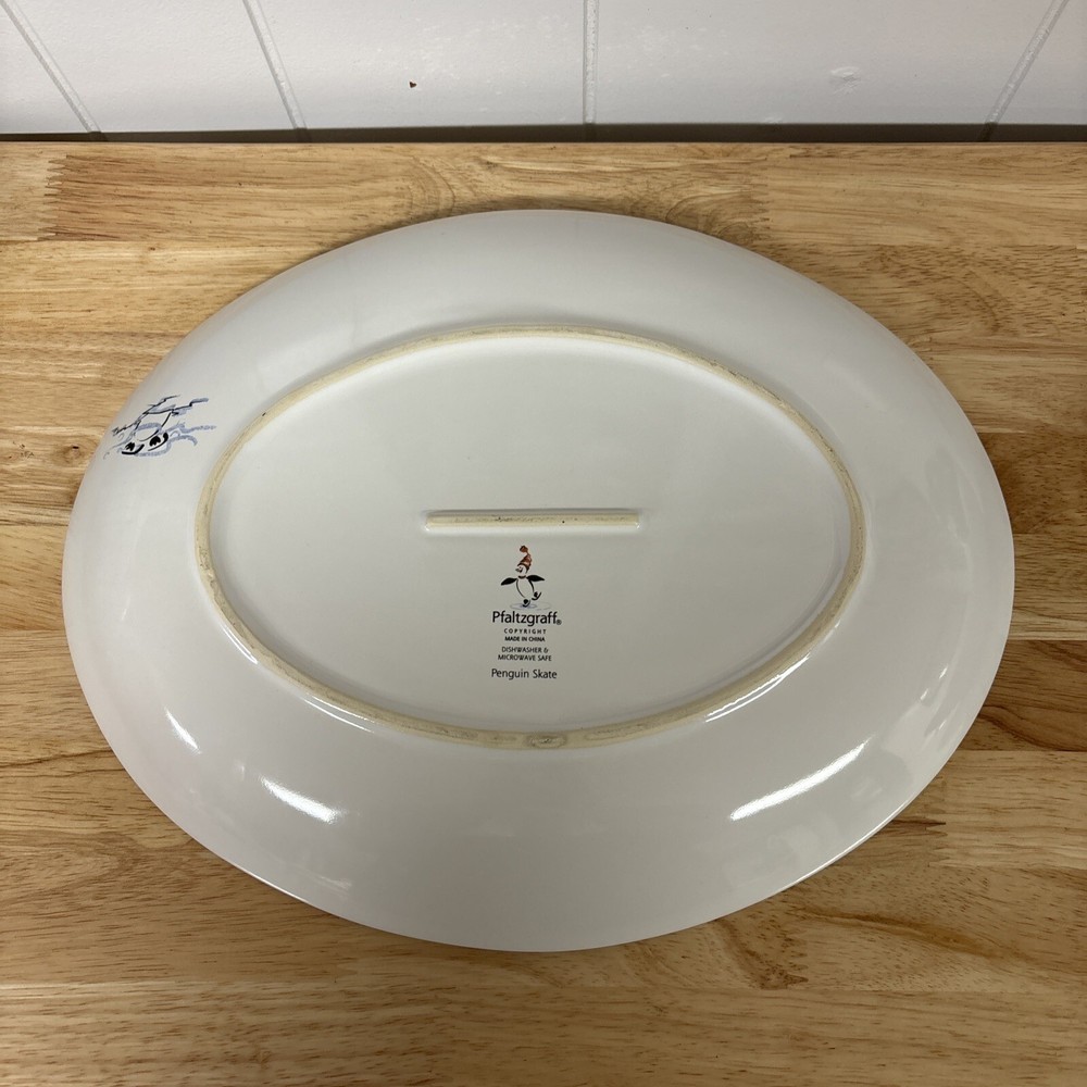Pfaltzgraff Penguin Skate Oval Serving Platter 14”