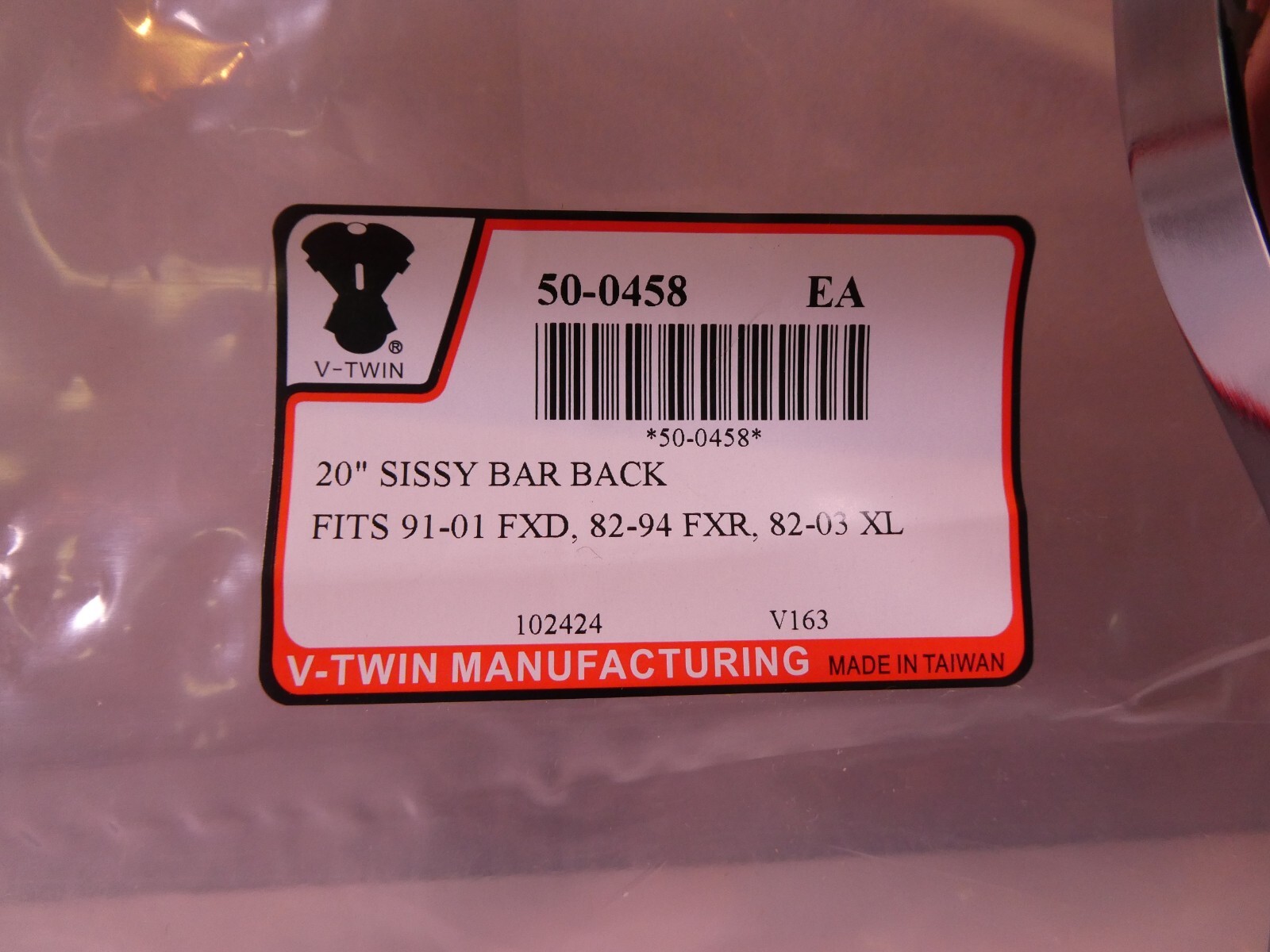 Harley 20" Tall Sissy Bar Chrome FXR 82-94 FXD 91-01 XL 82-03 V-Twin 50-0458 X3