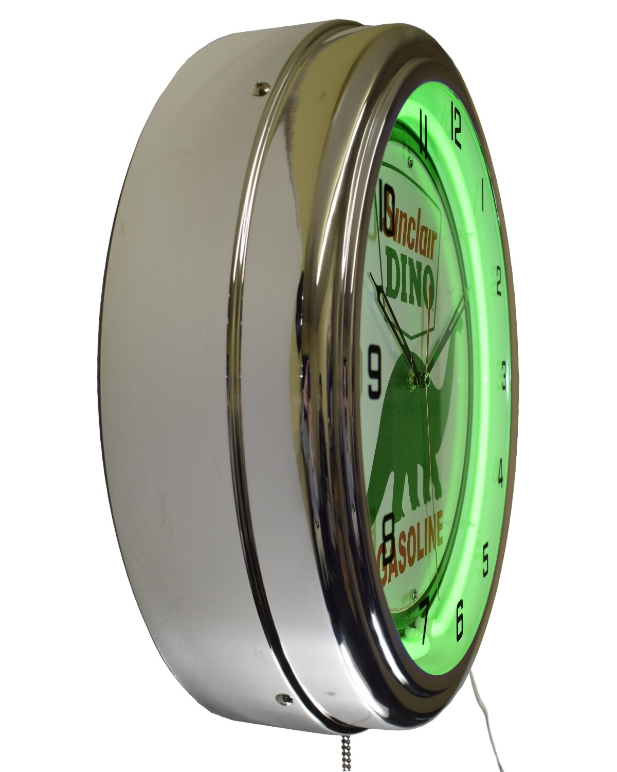 16" Sinclair Dino Gasoline Neon Clock Man Cave Garage Decor (Green)