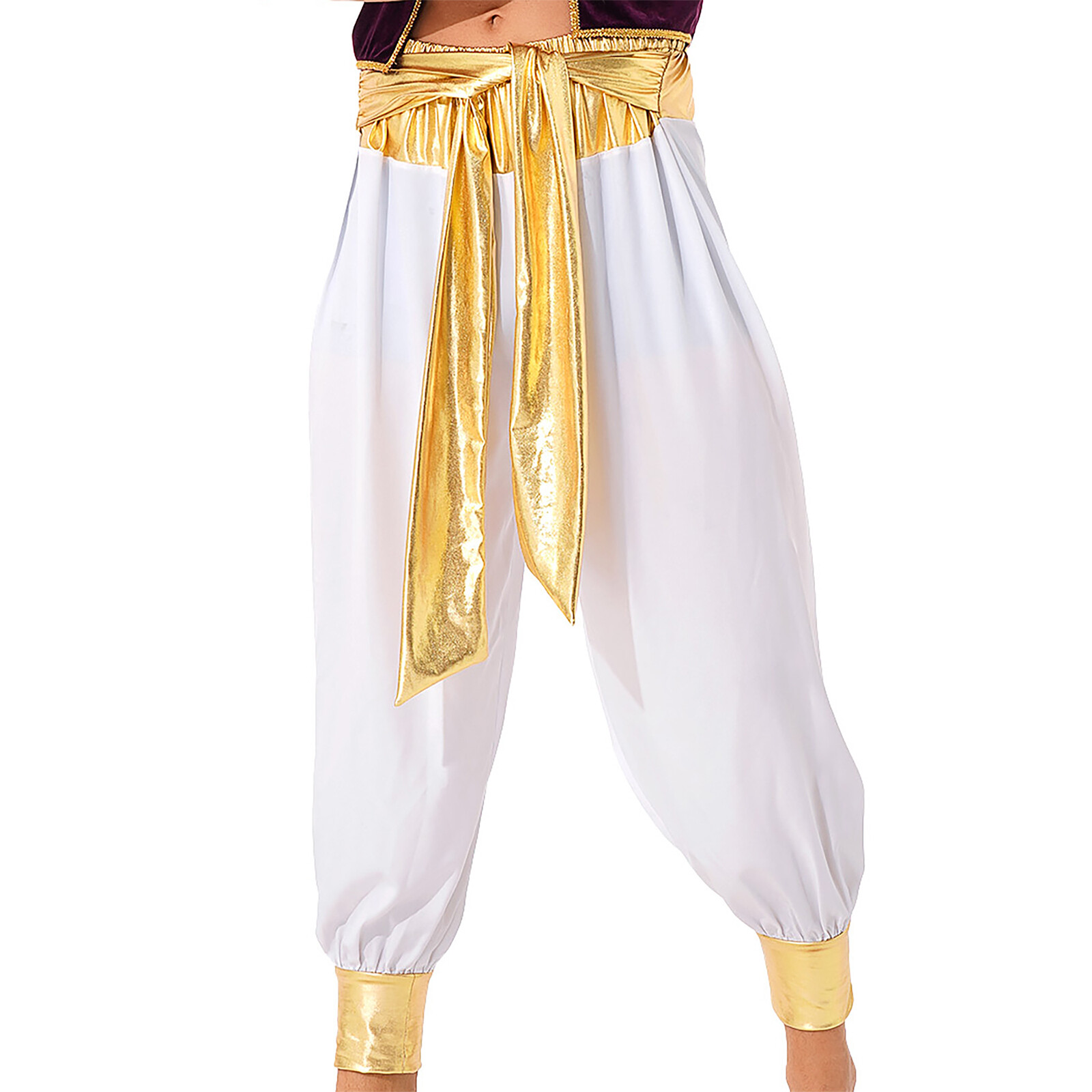 US YiZYiF Men Halloween Party Pants Arabian Prince Cosplay Trousers Carnival