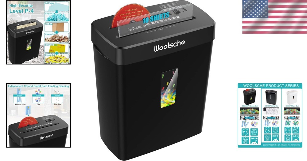 Certified 10-Sheet Automatic Shredder - Jam Proof, P-4 Security Level