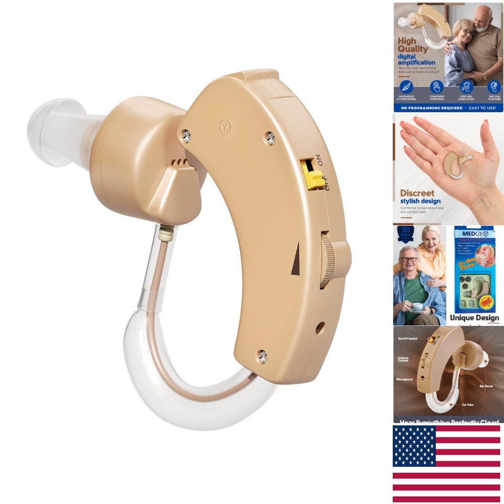 Digital BTE Hearing Amplifier - Noise Reduction, Volume Control, Lightweight