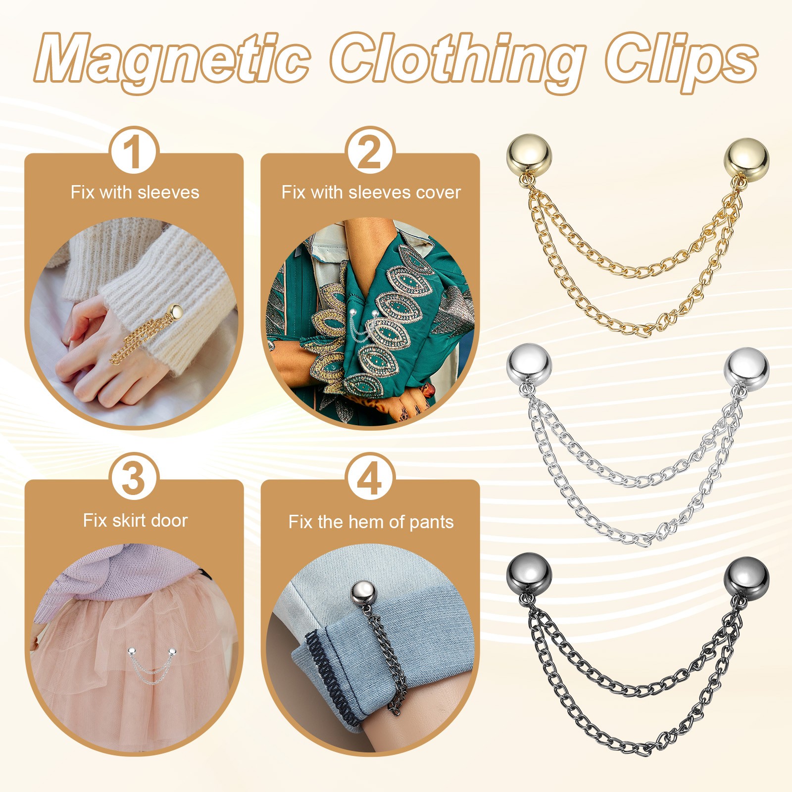 Metal Magnetic Clothing Clips, Magnetic Button Clips,Gold, Silver,Black