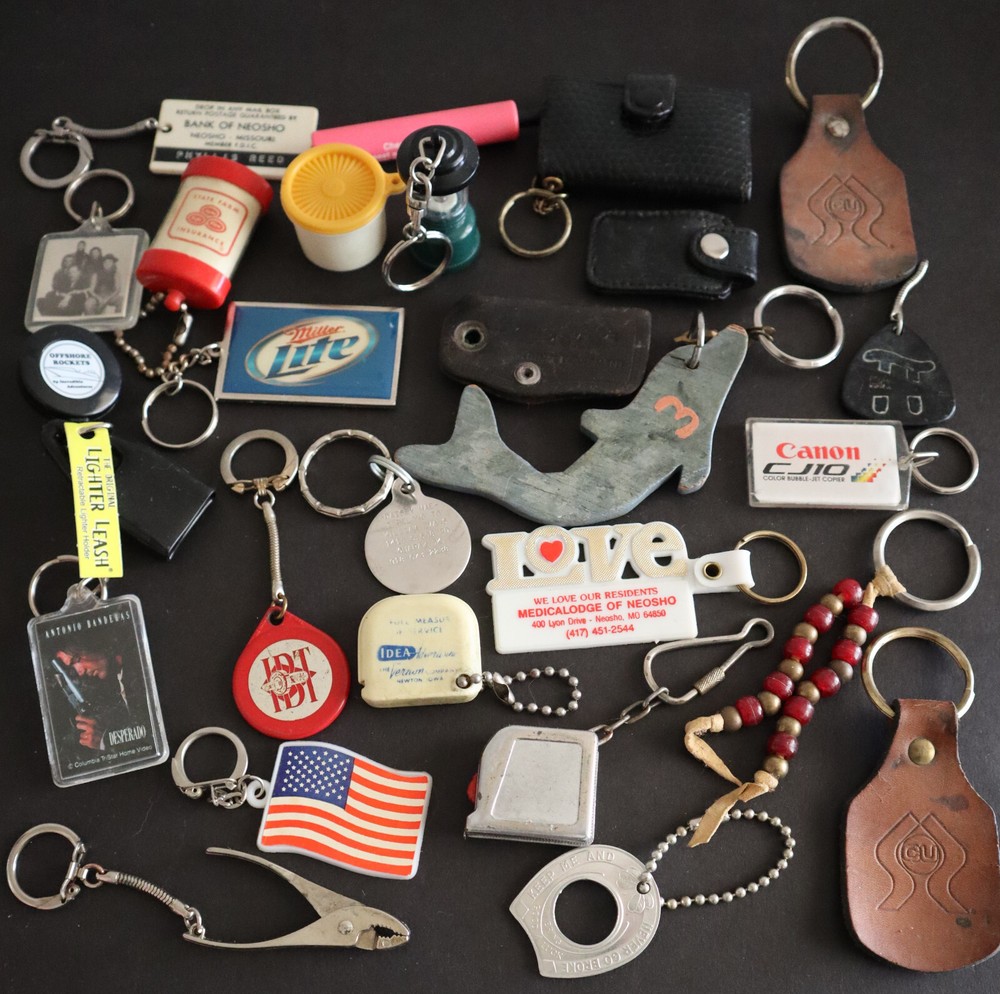 Junk Drawer Keychains Lot Tupperware Good Luck Retractable Lantern Advertising