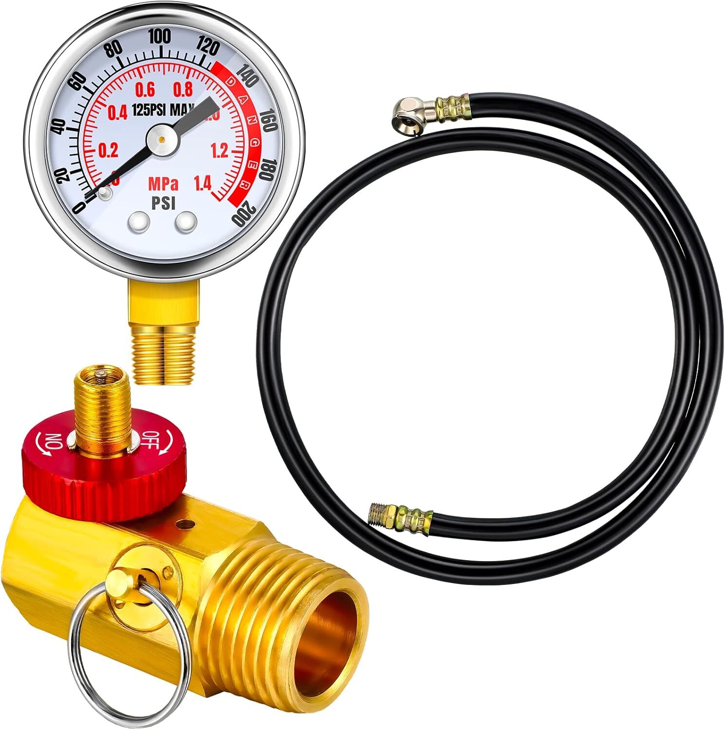 Air Tank Repair Kit with Safety Valve Pressure Gauge Hose for Portable CarryTank