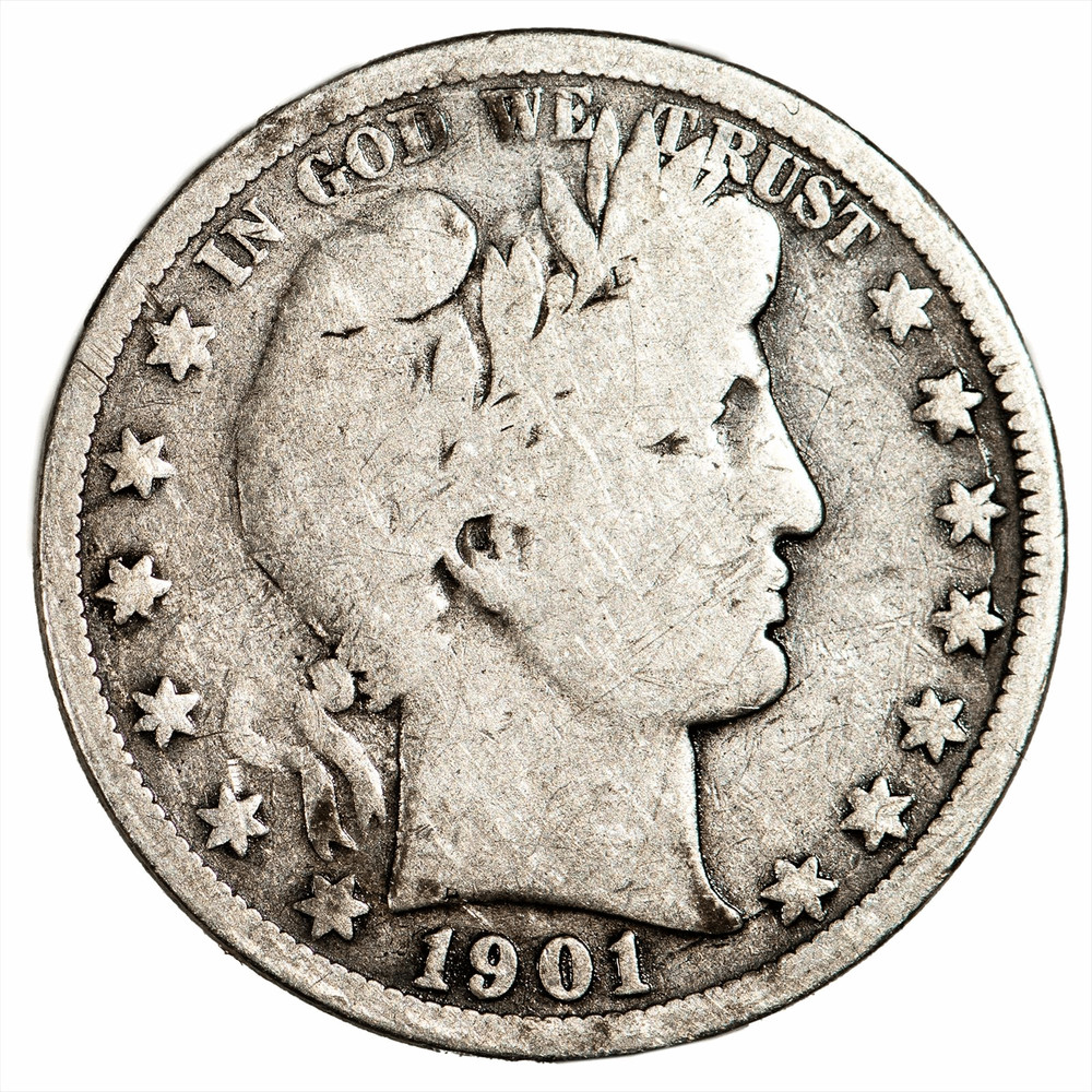 1901S Barber Half Dollar 50C Raw