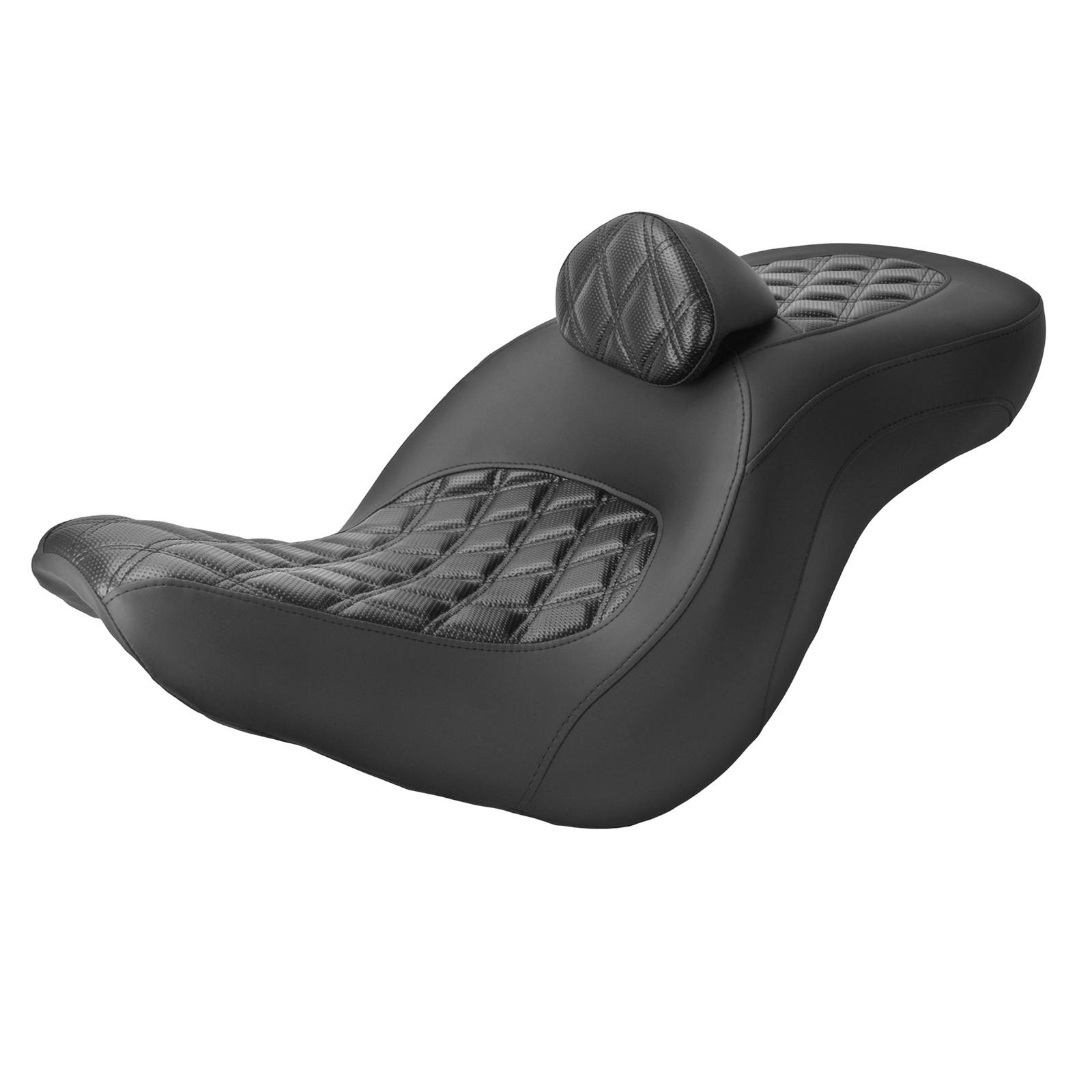 Diamond Driver Passenger Seat w/ Backrest For Harley Low Rider FXLRS 2018-2025