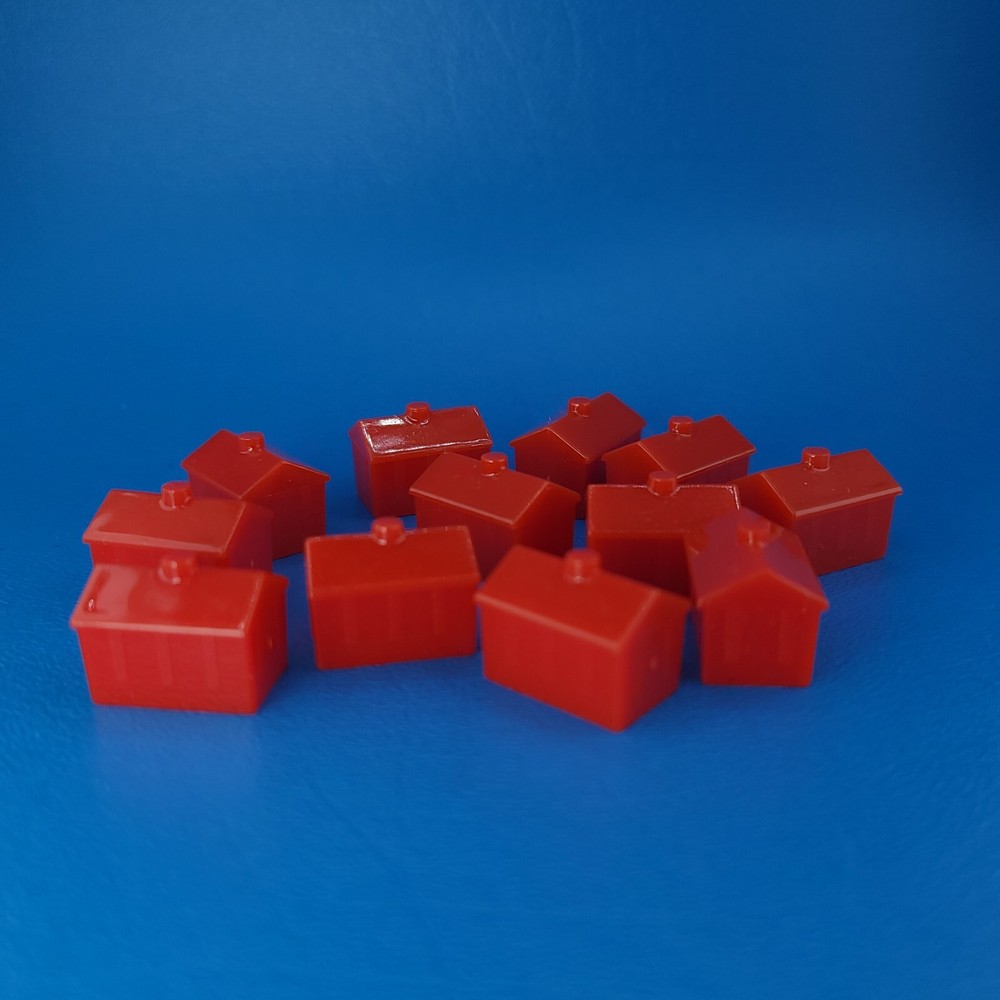 Monopoly 12 Red Hotels Replacement Game Piece Plastic Complete Set