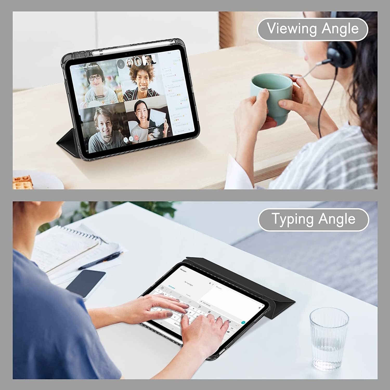 Case for iPad 10th Gen 10.9" (2022) Crystal Transparent Back Cover Pencil Holder