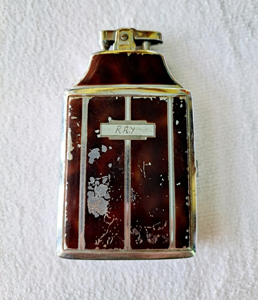 Vintage Art Deco Ronson Master Case Lighter Cigarette Case Combo