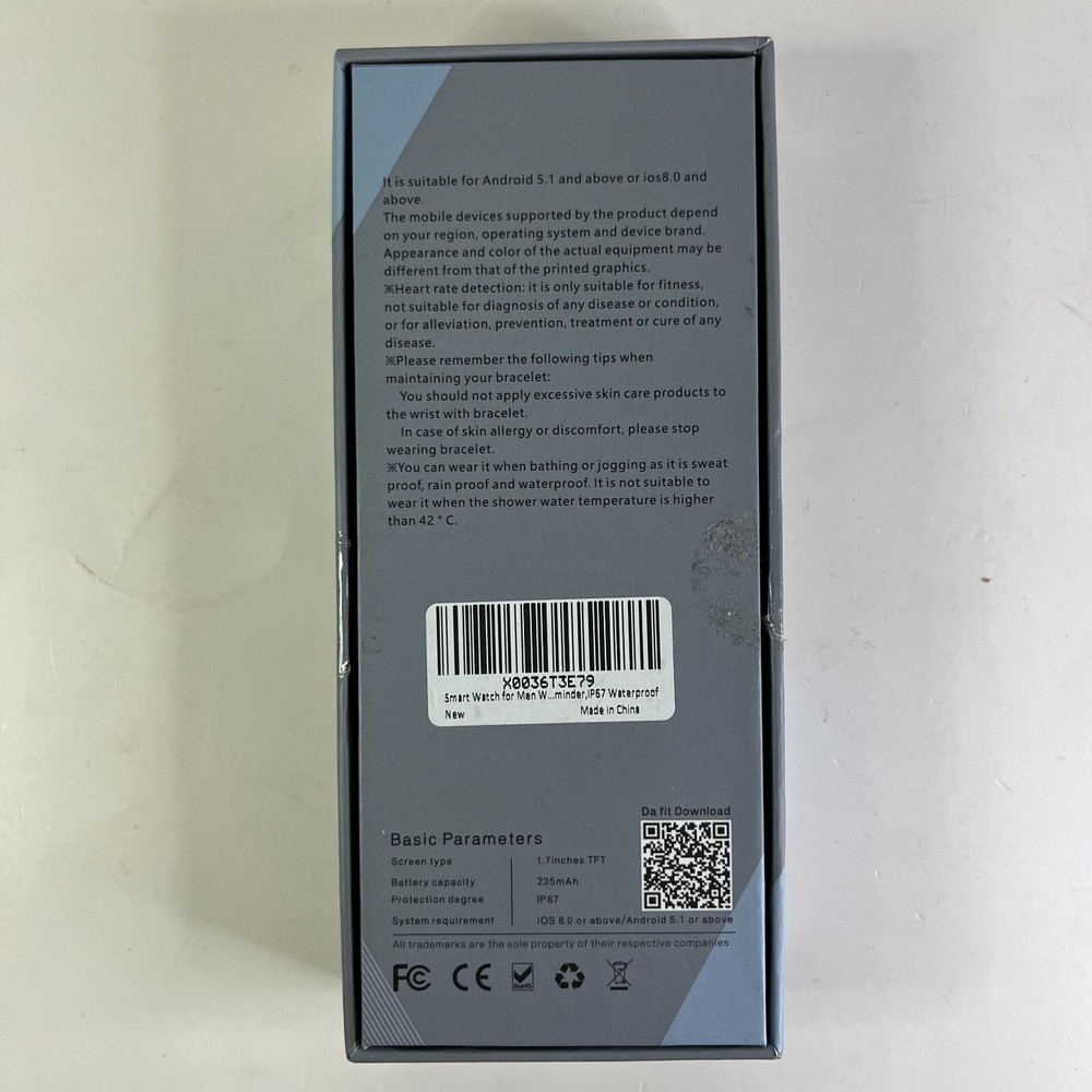 Smart Watch for iPhone or Android Waterproof Step Tracker Black