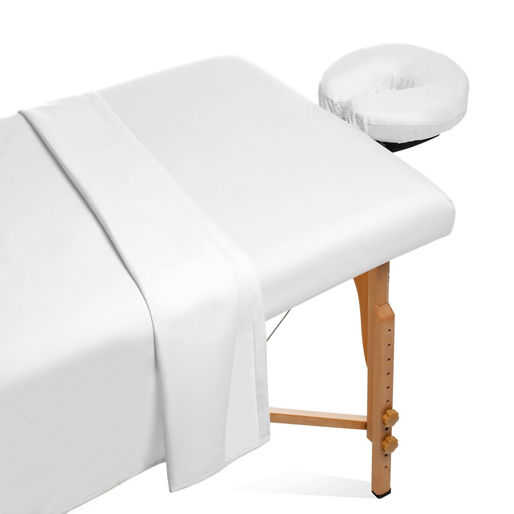 3pc Microfiber Massage Table Sheet Set - Salon Spa Covers - White