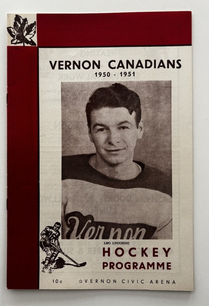 1950-51 Vernon Canadians vs Kamloops Elks Program Nice Condition