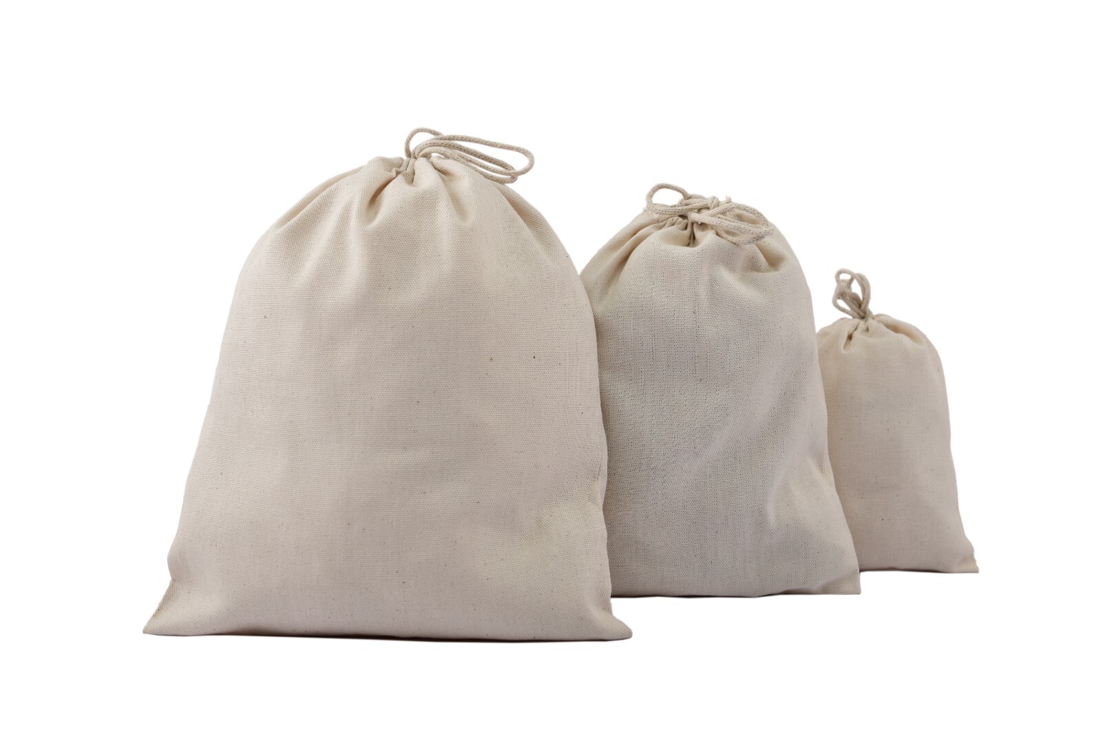 100% Cotton Canvas Reusable Produce Bags Multipurpose Drawstring Storage Pouches