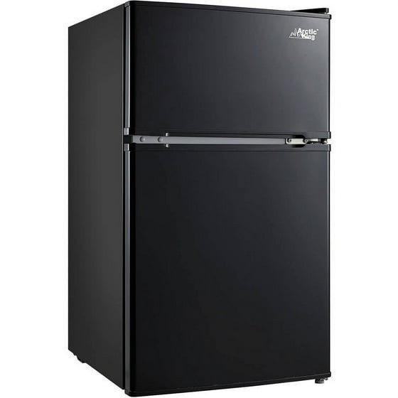 Arctic King 3.2 Cu ft Two Door Mini Fridge with Freezer, Black, E-Star