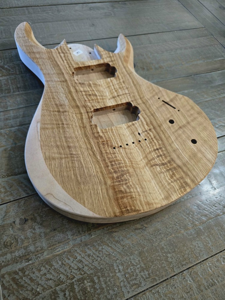 Guitar Body, Flamed White Oak on Maple