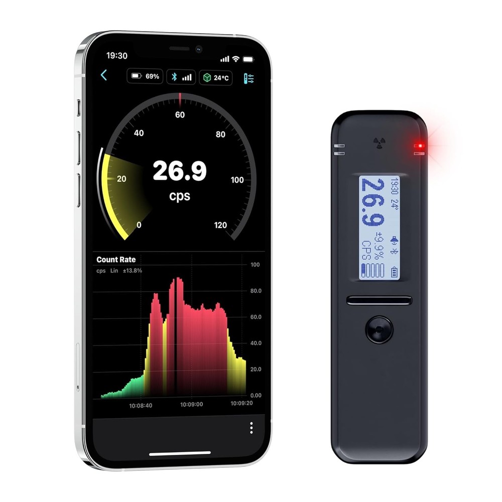Advanced Geiger Counter with Isotope Visualization and Mobile App Functionality