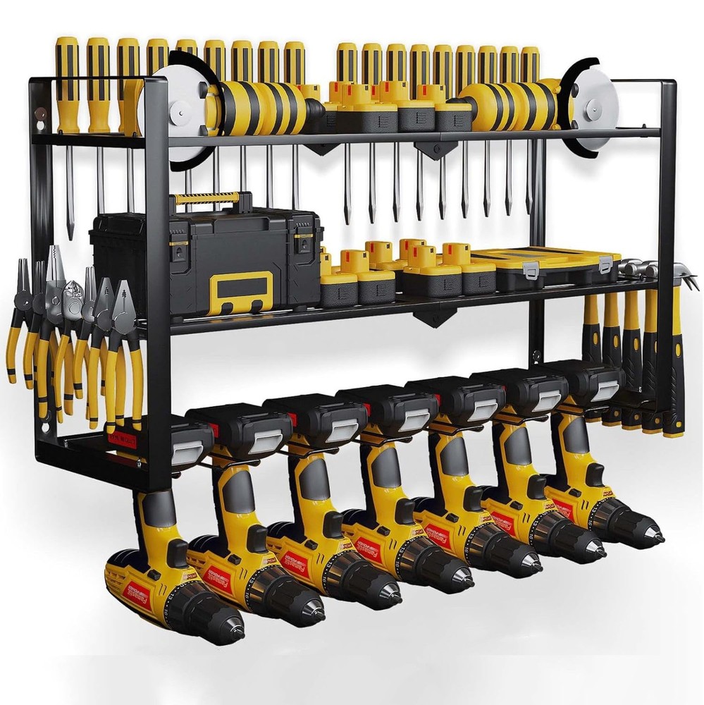 3 Layer Power Tool Organizer Wall Mounted Rack for Cordless Drill Storage Shelf