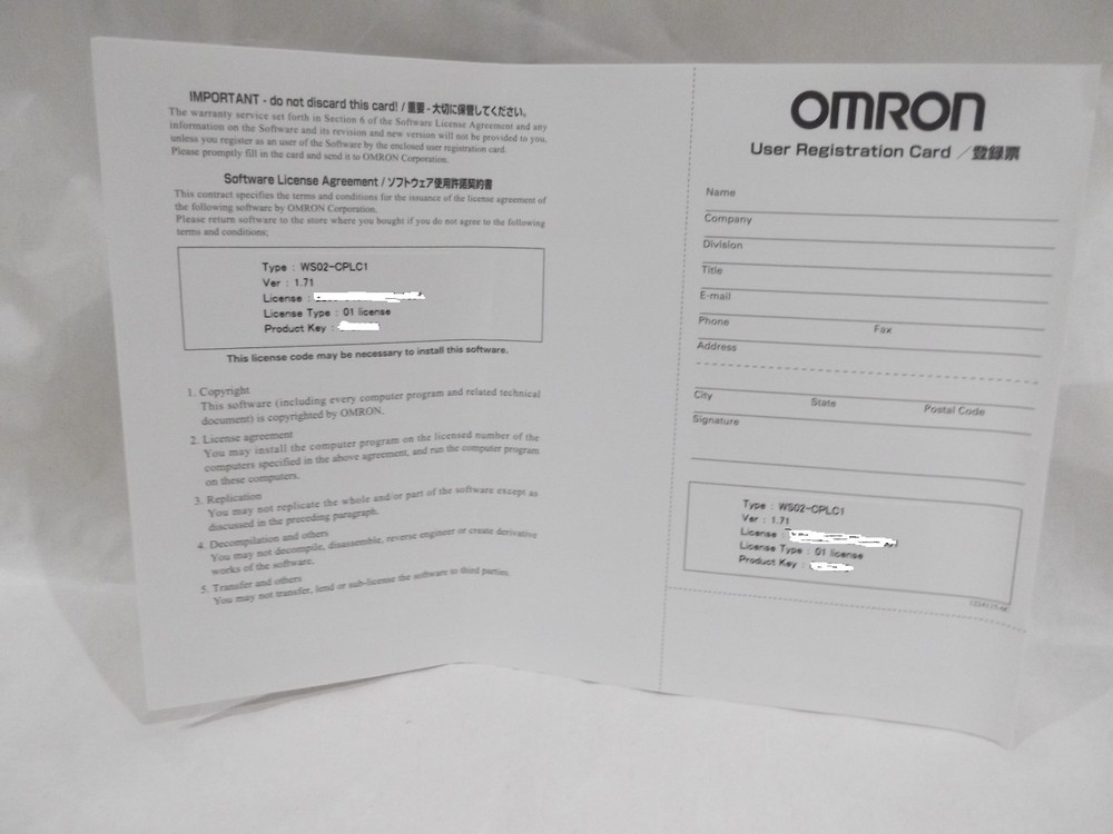 WS02-CPLC1 1x License CD Media CX-COMPOLET Software With SYSMAC Gateway